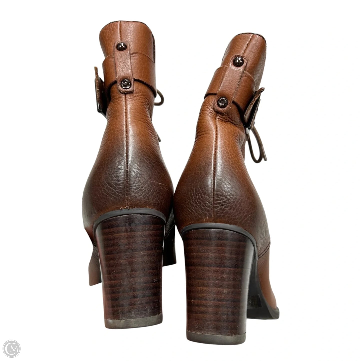 Boots Ankle Heels By Clarks In Brown, Size: 6.5
