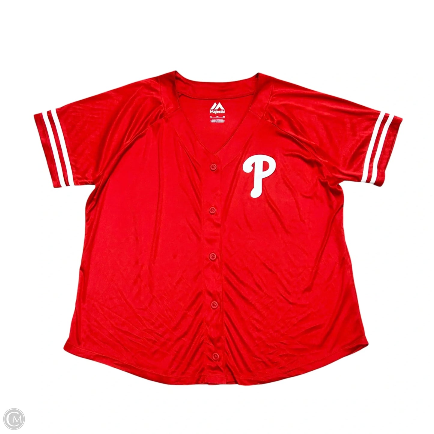 Top Short Sleeve By Majestic In Red & White, Size: Xl