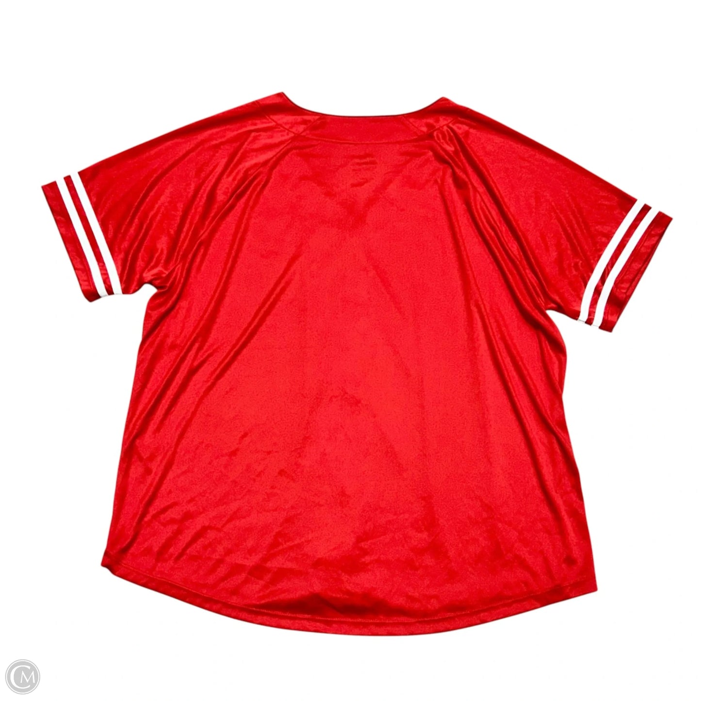 Top Short Sleeve By Majestic In Red & White, Size: Xl