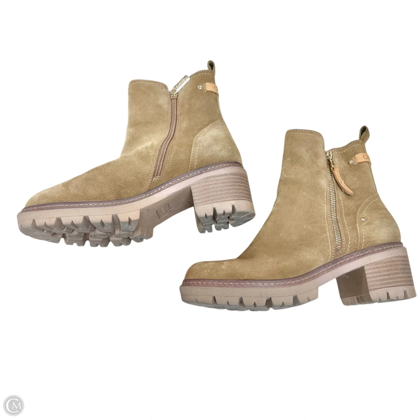 Boots Ankle Heels By Carmela In Tan, Size: 9.5