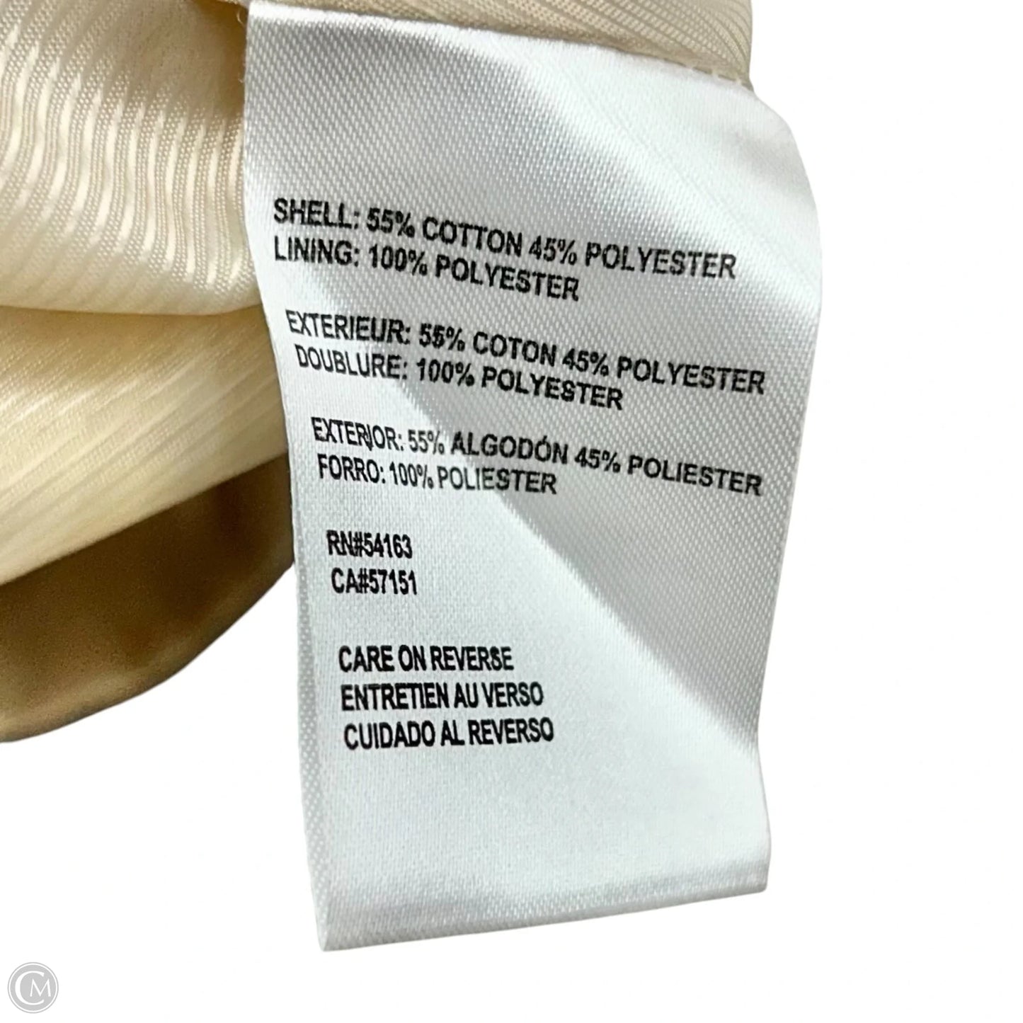 Coat Trench Coat By Calvin Klein In Cream, Size: M