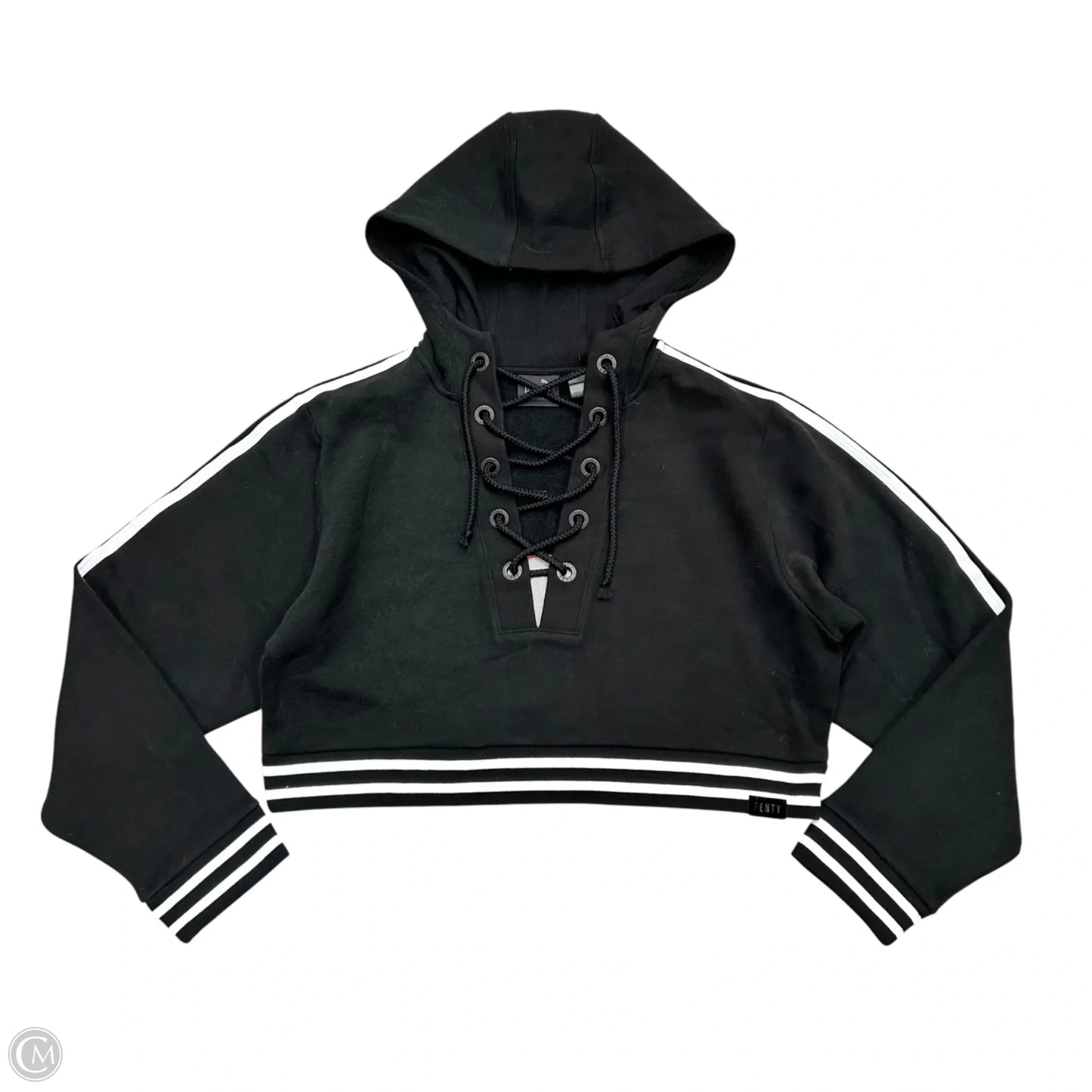Athletic Sweatshirt Hoodie By Puma In Black & White, Size: M
