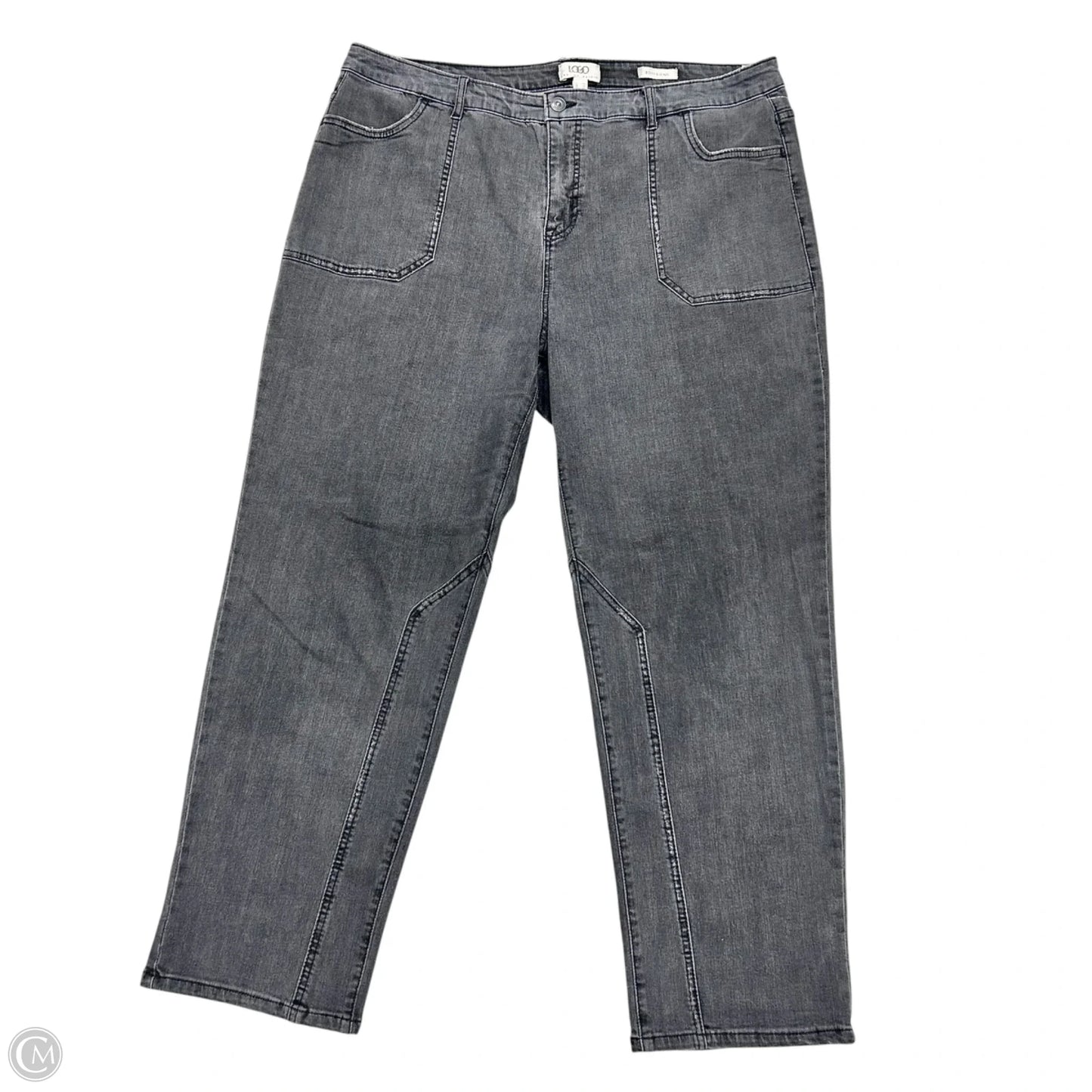 Jeans Straight By Logo In Grey Denim, Size: 20