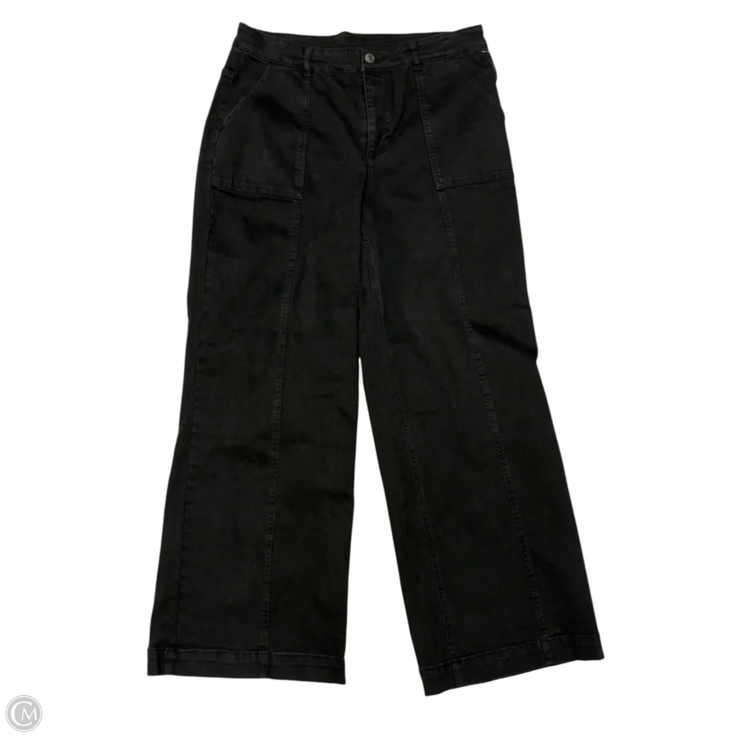 Jeans Wide Leg By Isaac Mizrahi Live Qvc In Black Denim, Size: 16
