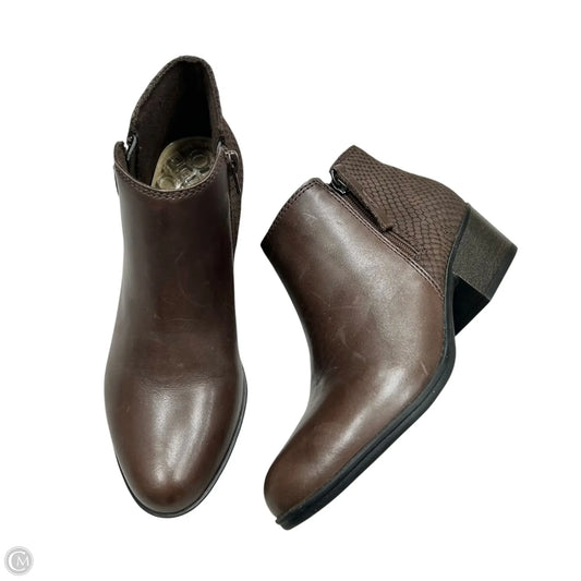 Boots Ankle Heels By Clarks In Brown, Size: 6