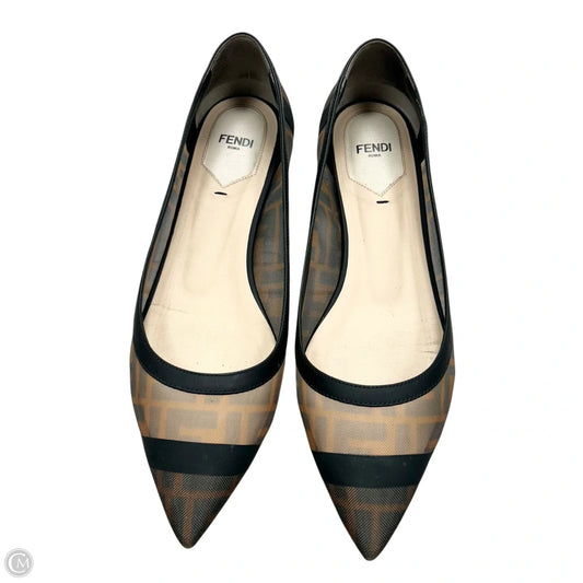 Shoes Luxury Designer By Fendi In Black & Brown, Size: 9