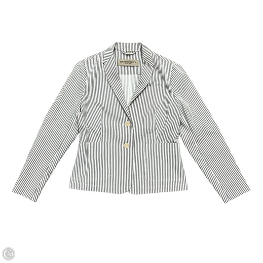 Blazer Luxury Designer By Burberry In Blue & White, Size: L
