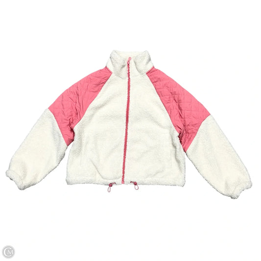 Jacket Faux Fur & Sherpa By Offline In Cream & Pink, Size: Xs