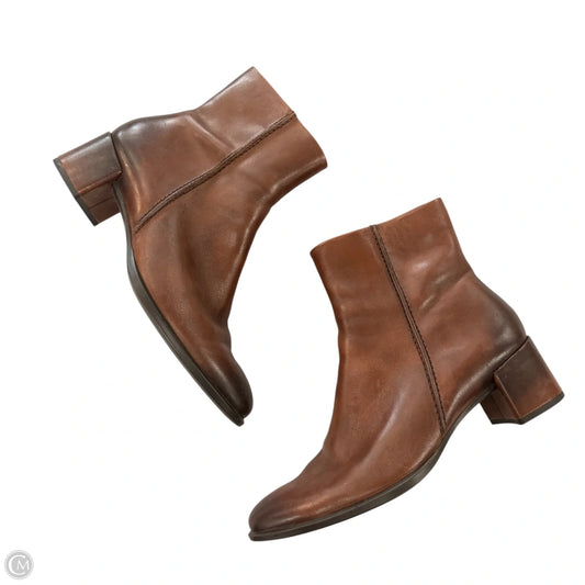 Boots Ankle Heels By Ecco In Brown, Size: 7.5