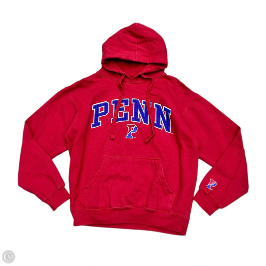 Athletic Sweatshirt Hoodie By Old Varsity Brand In Red, Size: M