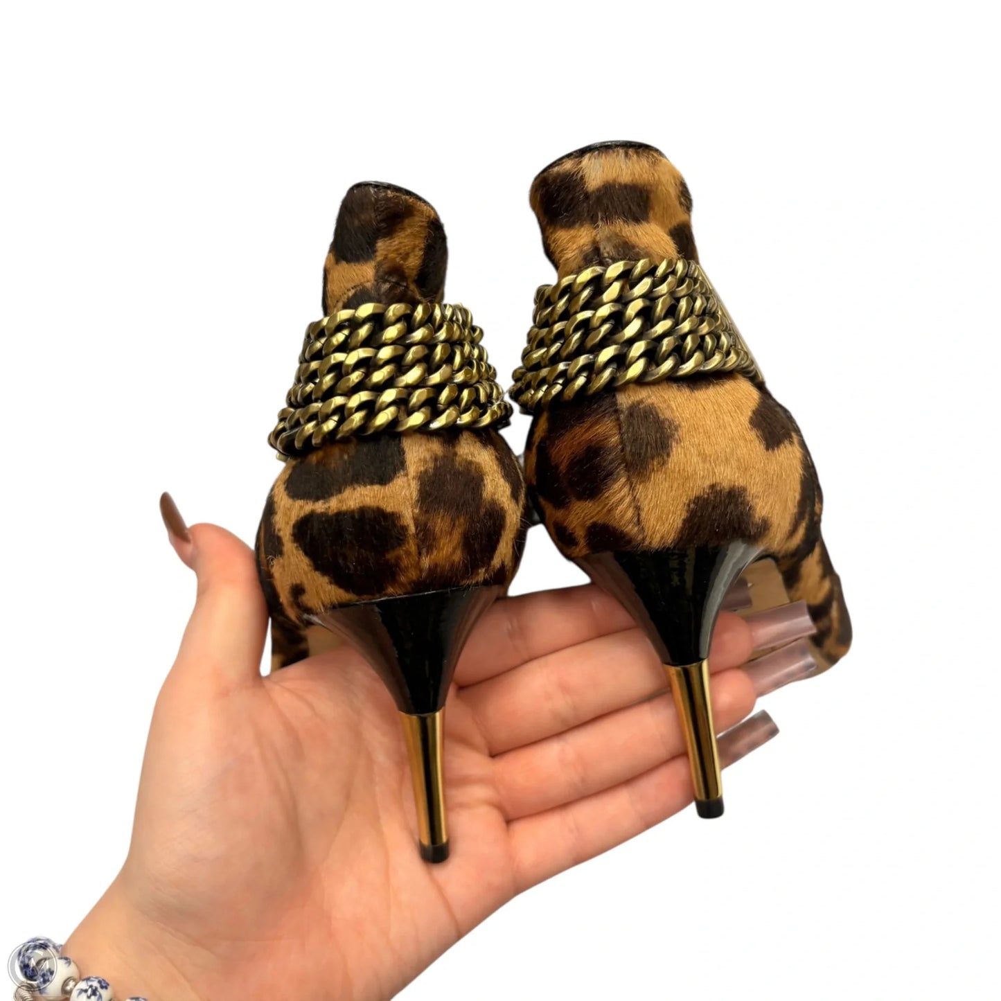Boots Designer By Brian Atwood In Animal Print, Size: 6.5