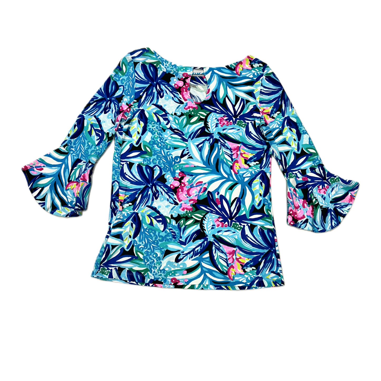 Top Long Sleeve Designer By Lilly Pulitzer In Blue White, Size: Xs