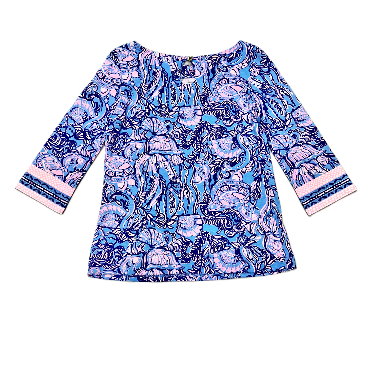 Top Long Sleeve Designer By Lilly Pulitzer In Pink Blue, Size: Xs