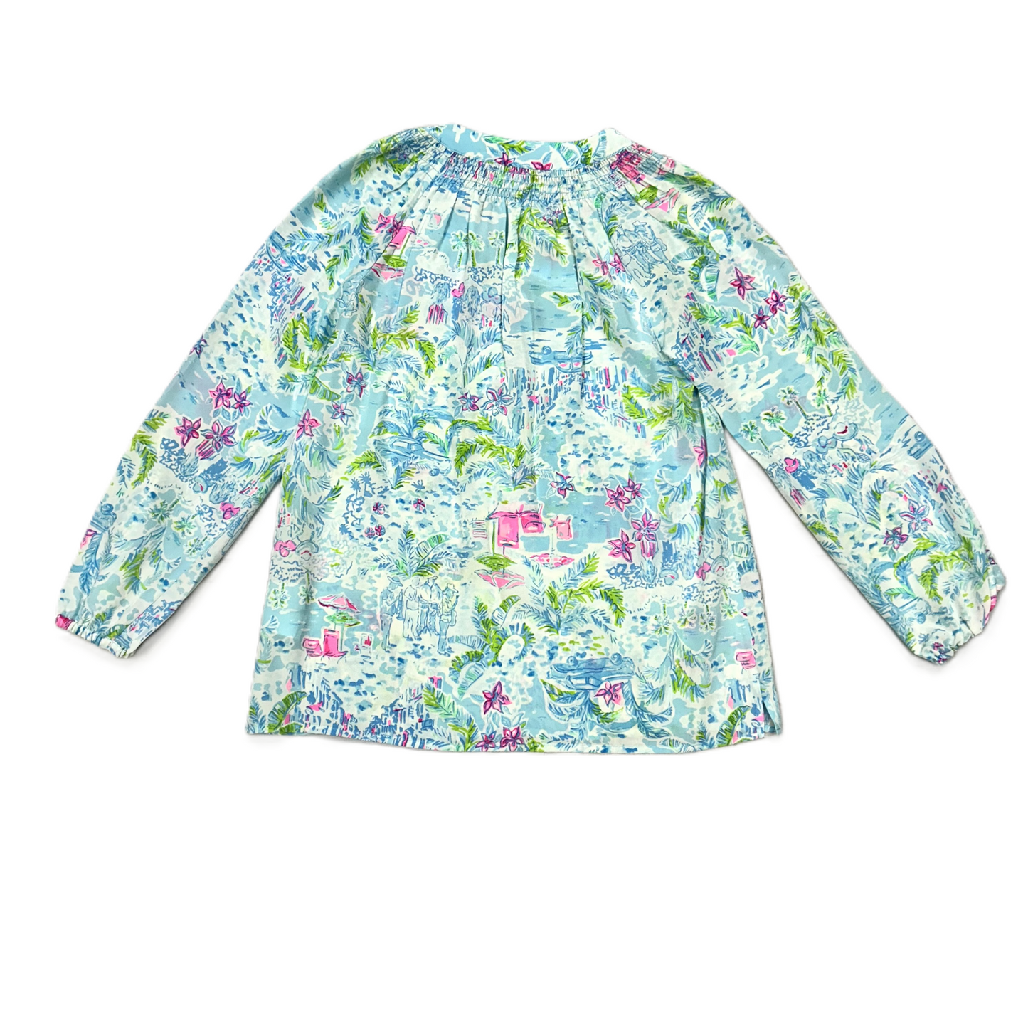 Top Long Sleeve Designer By Lilly Pulitzer In Blue Green, Size: Xs