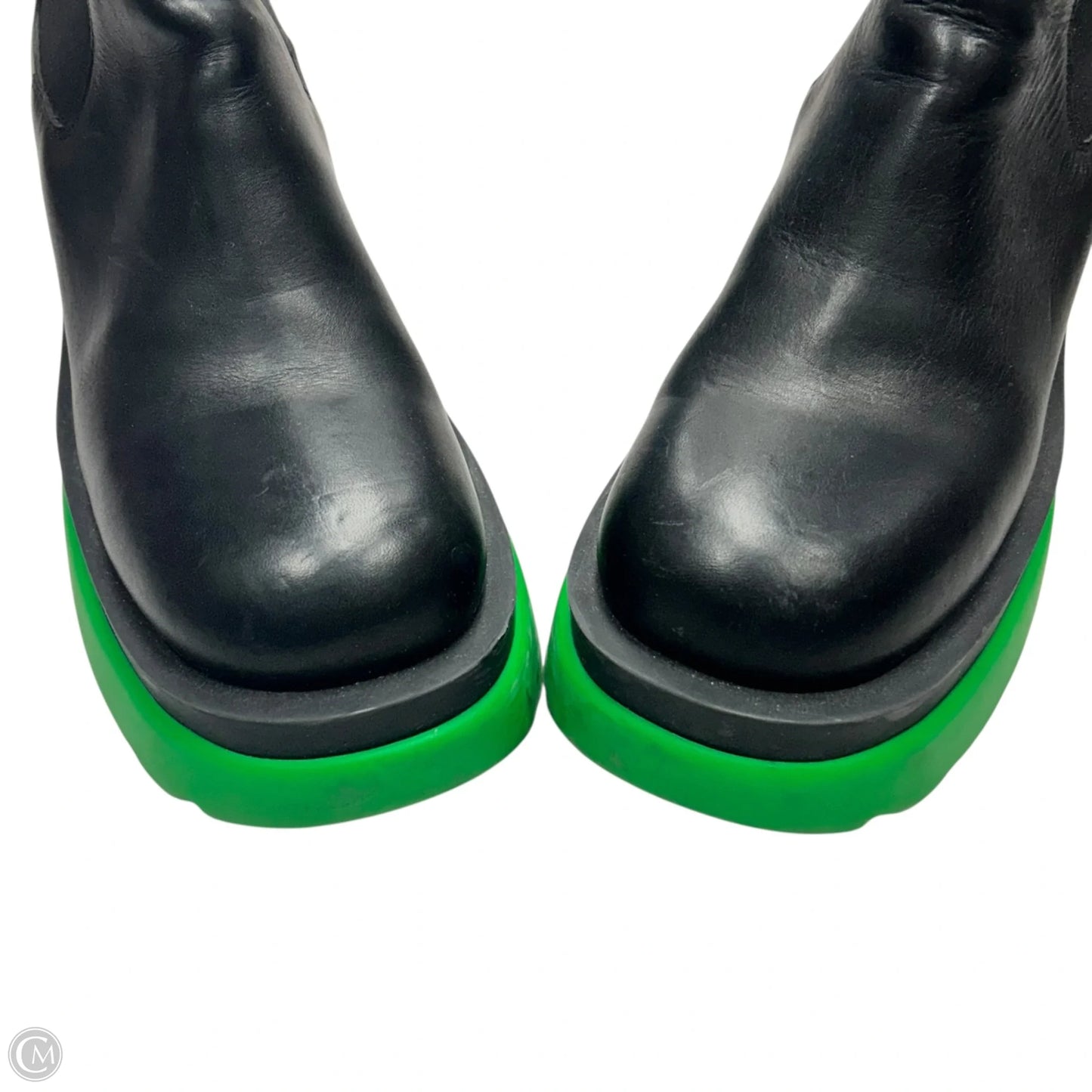 Boots Luxury Designer By Bottega Veneta In Black & Green, Size: 7