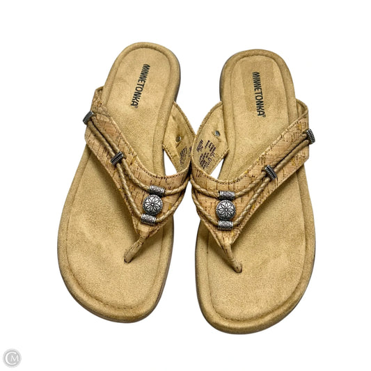 Sandals Flip Flops By Minnetonka In Tan, Size: 11