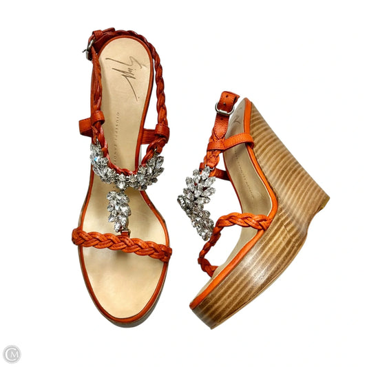 Sandals Designer By Giuseppe Zanotti In Orange & Tan, Size: 8.5
