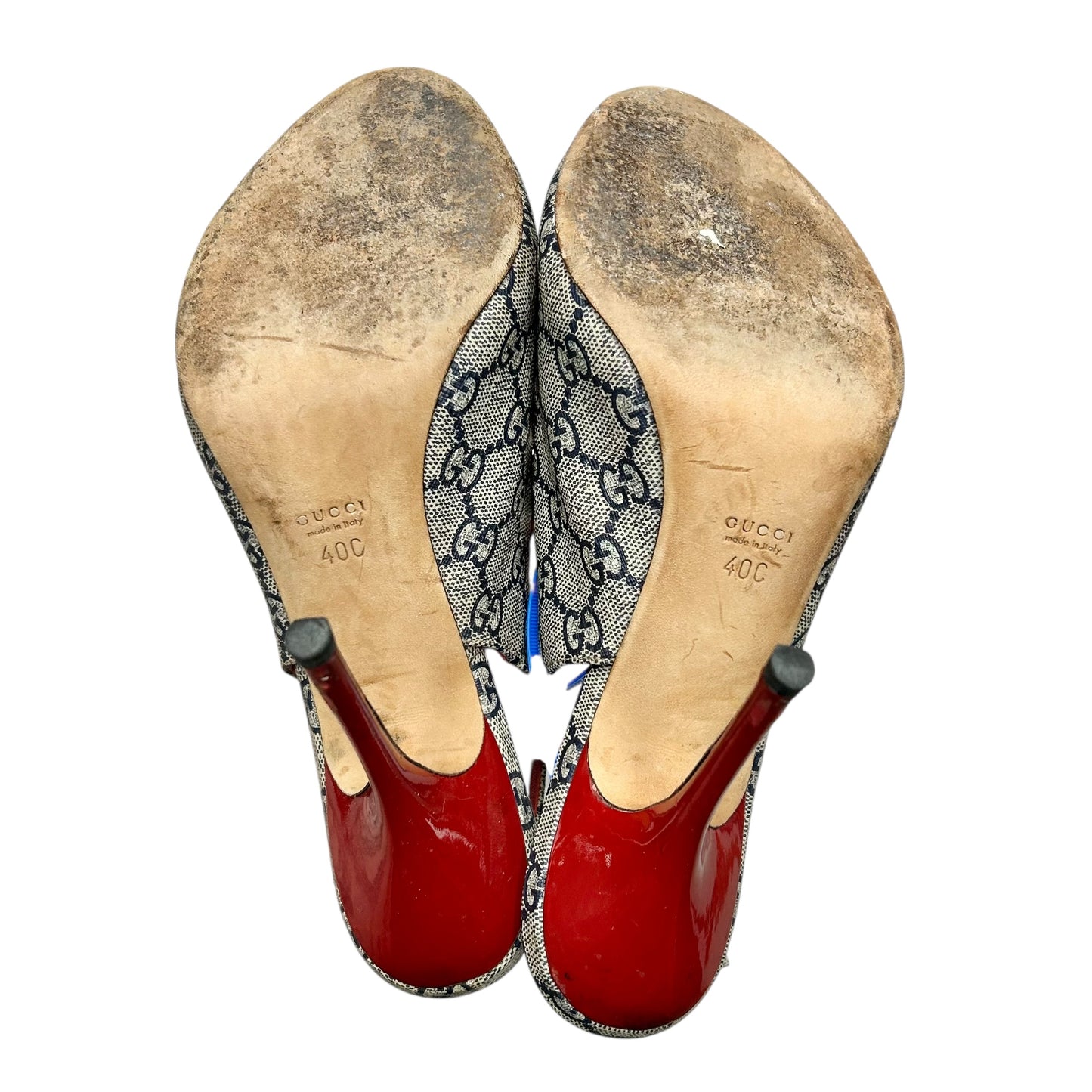 Sandals Luxury Designer By Gucci In Blue & Red, Size: 9.5