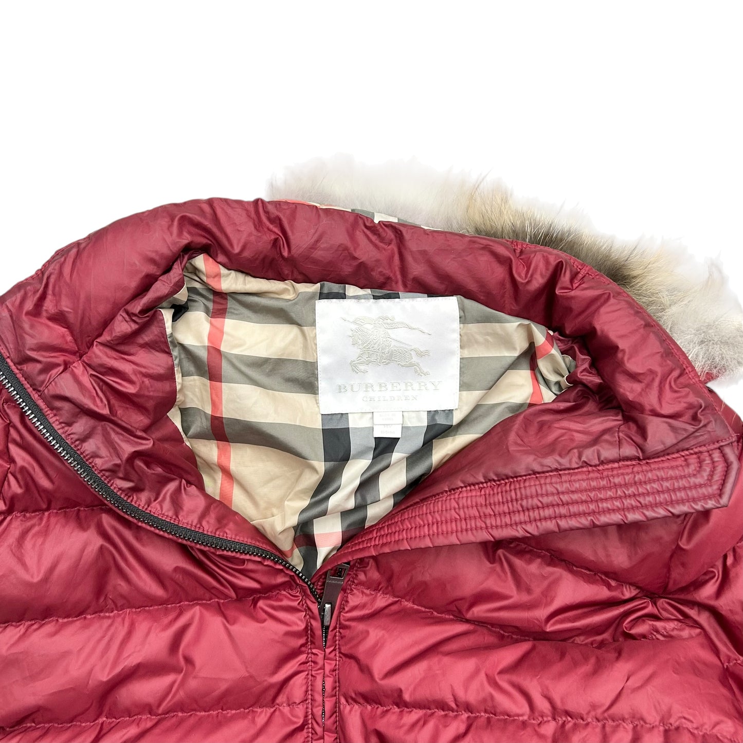 Coat Luxury Designer By Burberry In Red, Size: Xs
