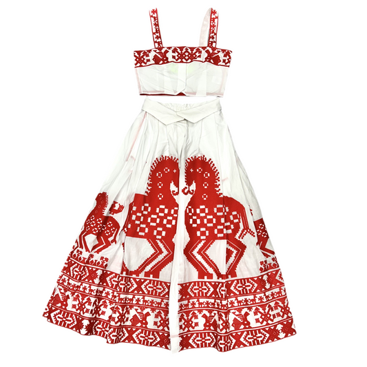 Skirt Set 2pc By Yuliyah Magdych In Red & White, Size: Xs