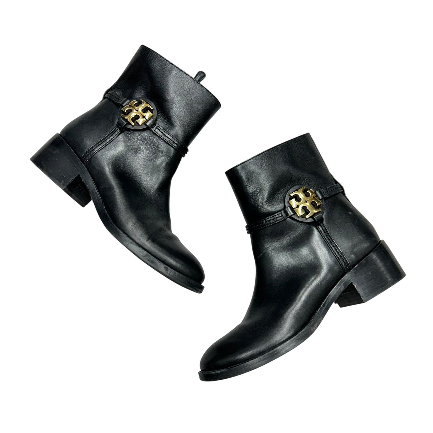 BOOTS DESIGNER by TORY BURCH In BLACK & GOLD, Size: 7