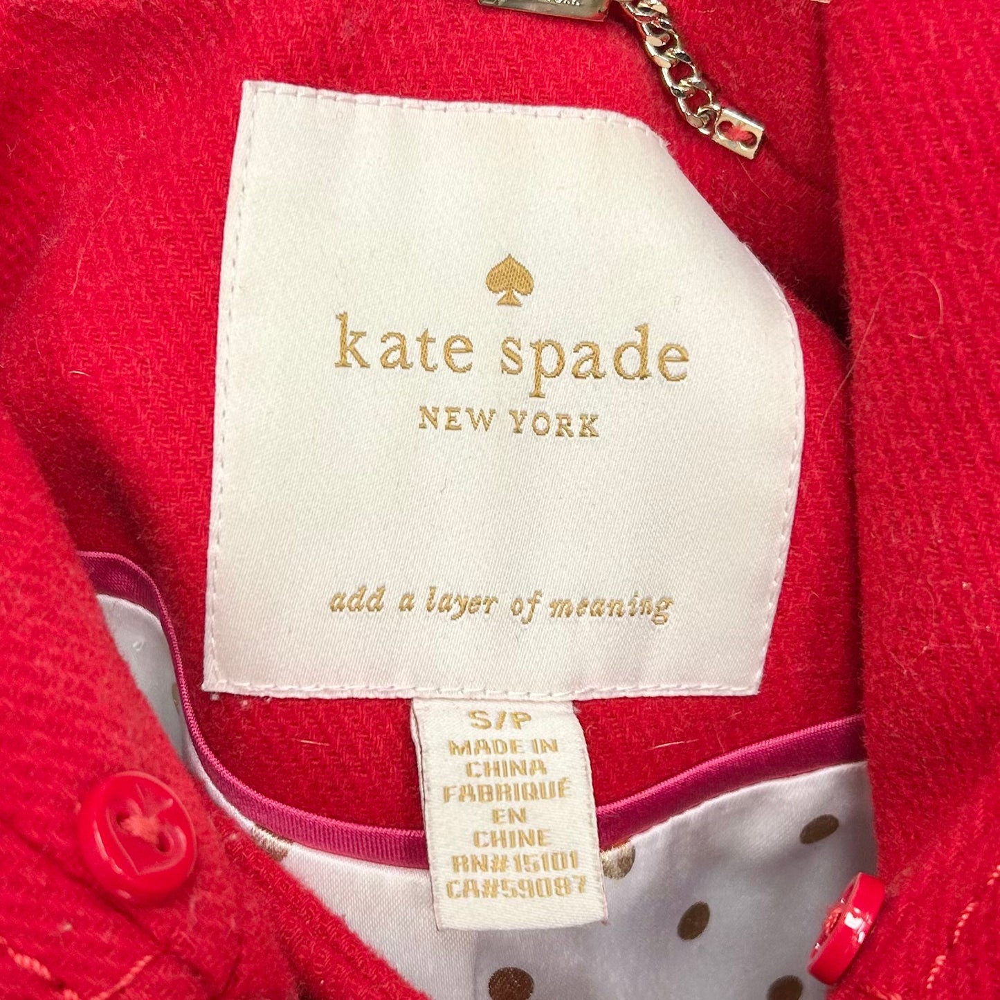 Coat Designer By Kate Spade In Brown & Red, Size: S