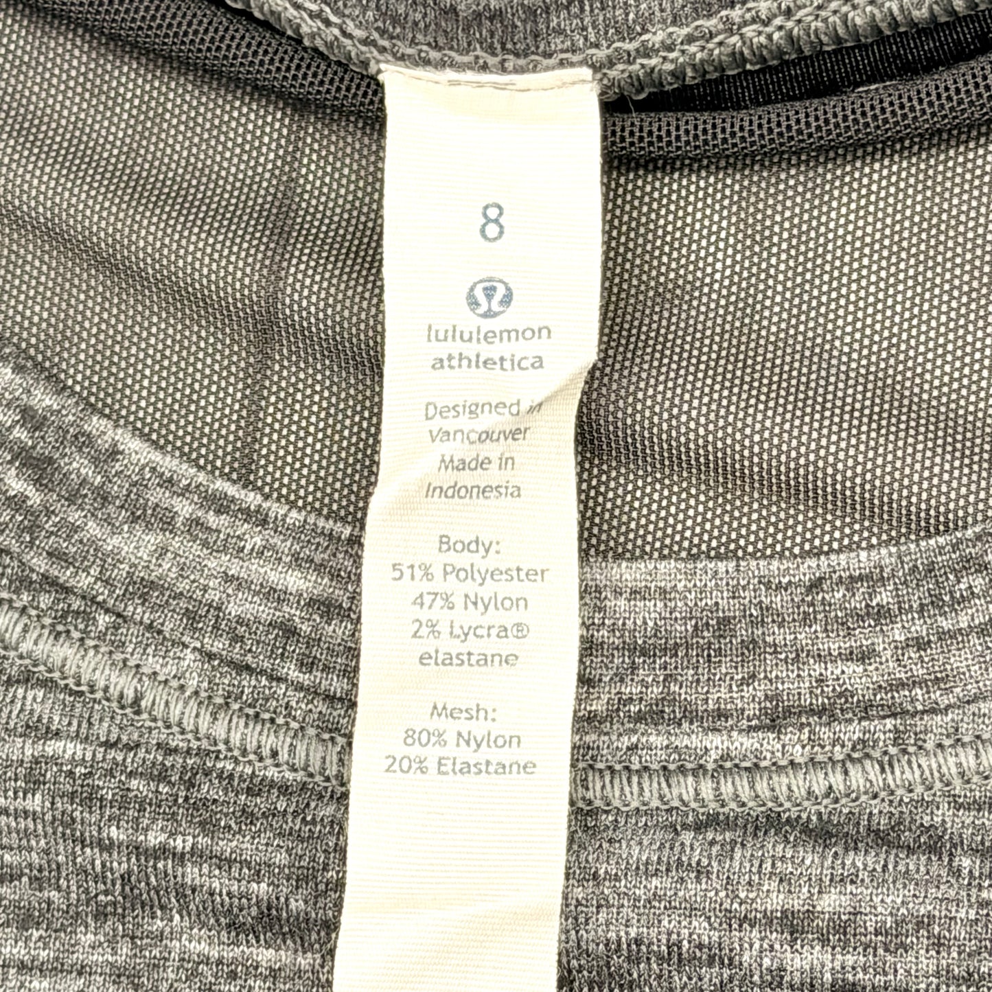Athletic Top Short Sleeve By Lululemon In Black & Grey, Size: M