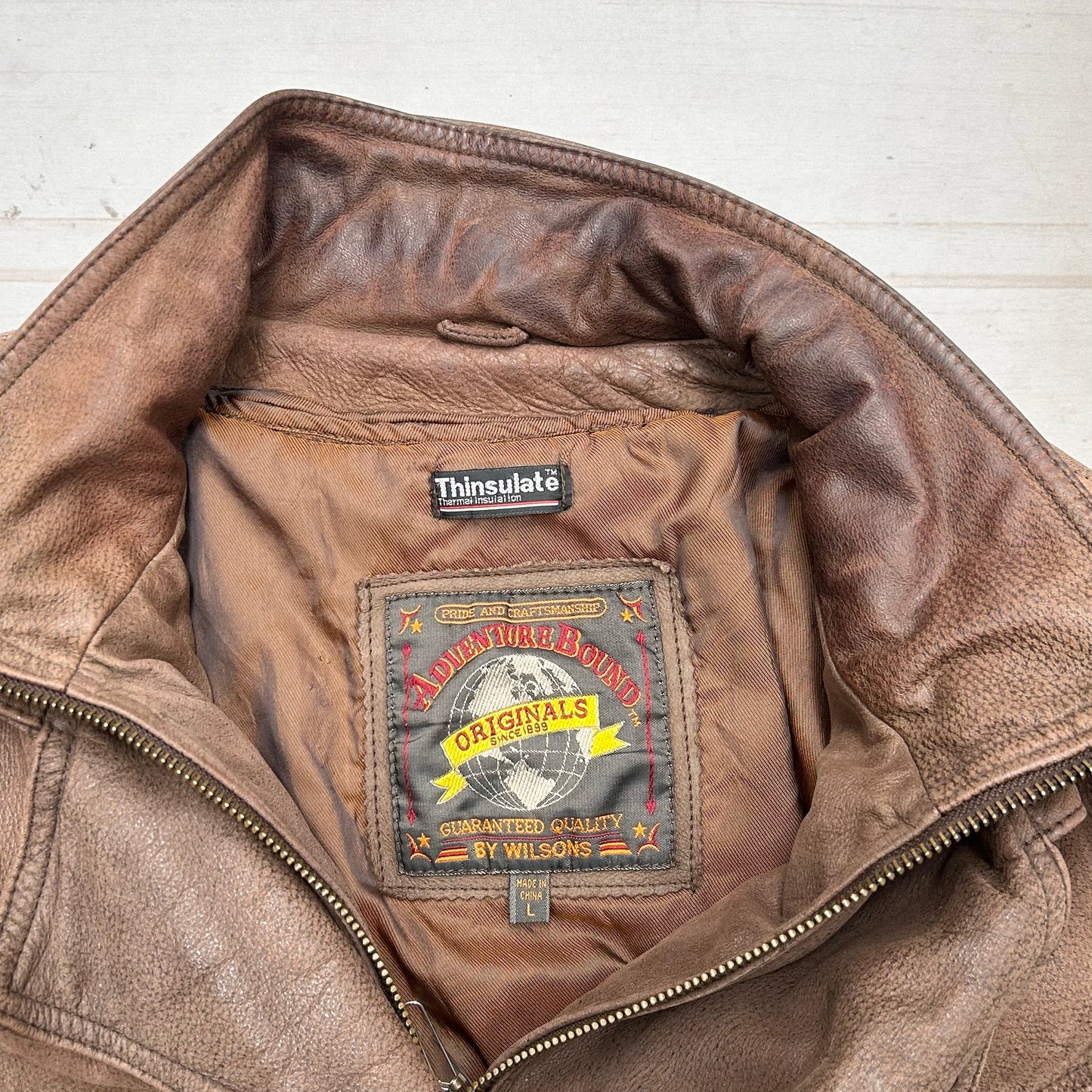 Coat Leather By Wilsons Leather In Brown, Size: L