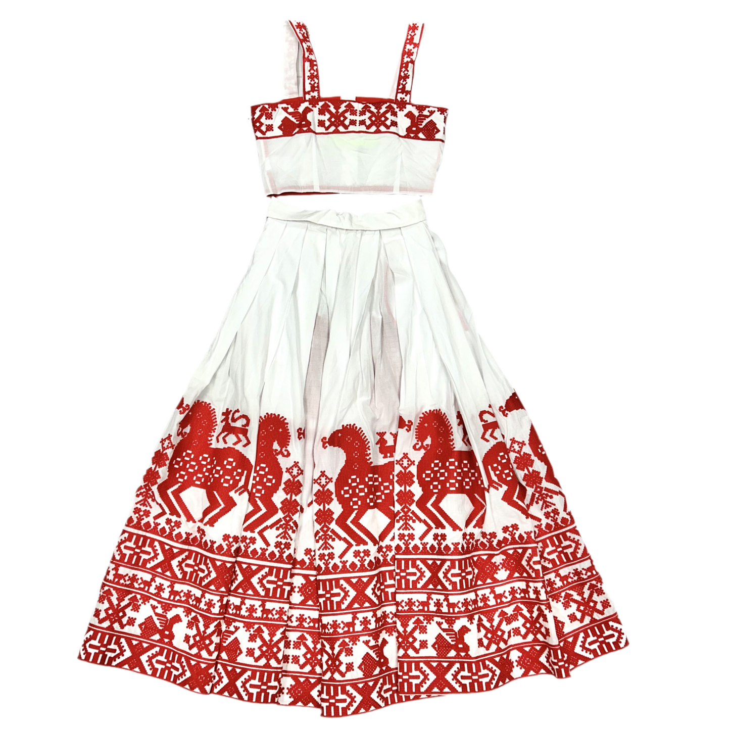 Skirt Set 2pc By Yuliyah Magdych In Red & White, Size: Xs