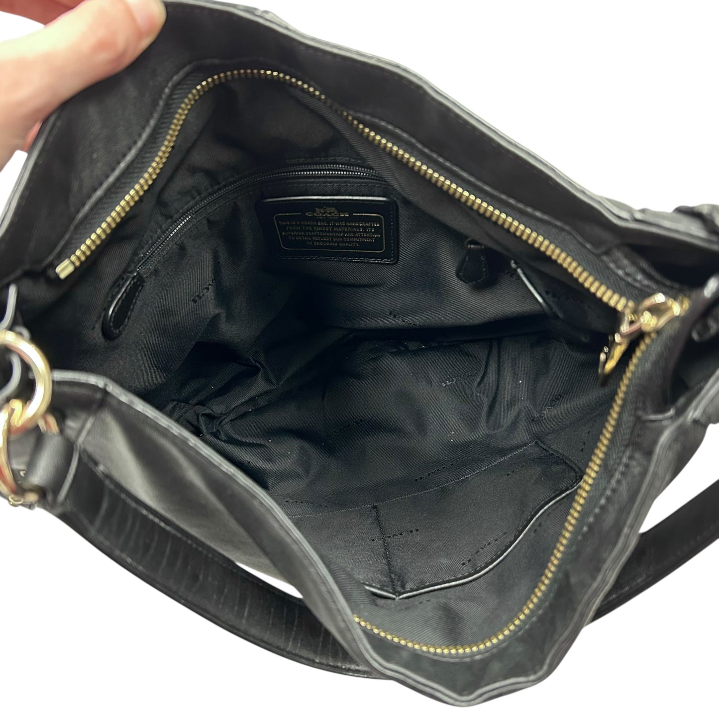 Handbag Designer by Coach In Black & Gold, Size: Large